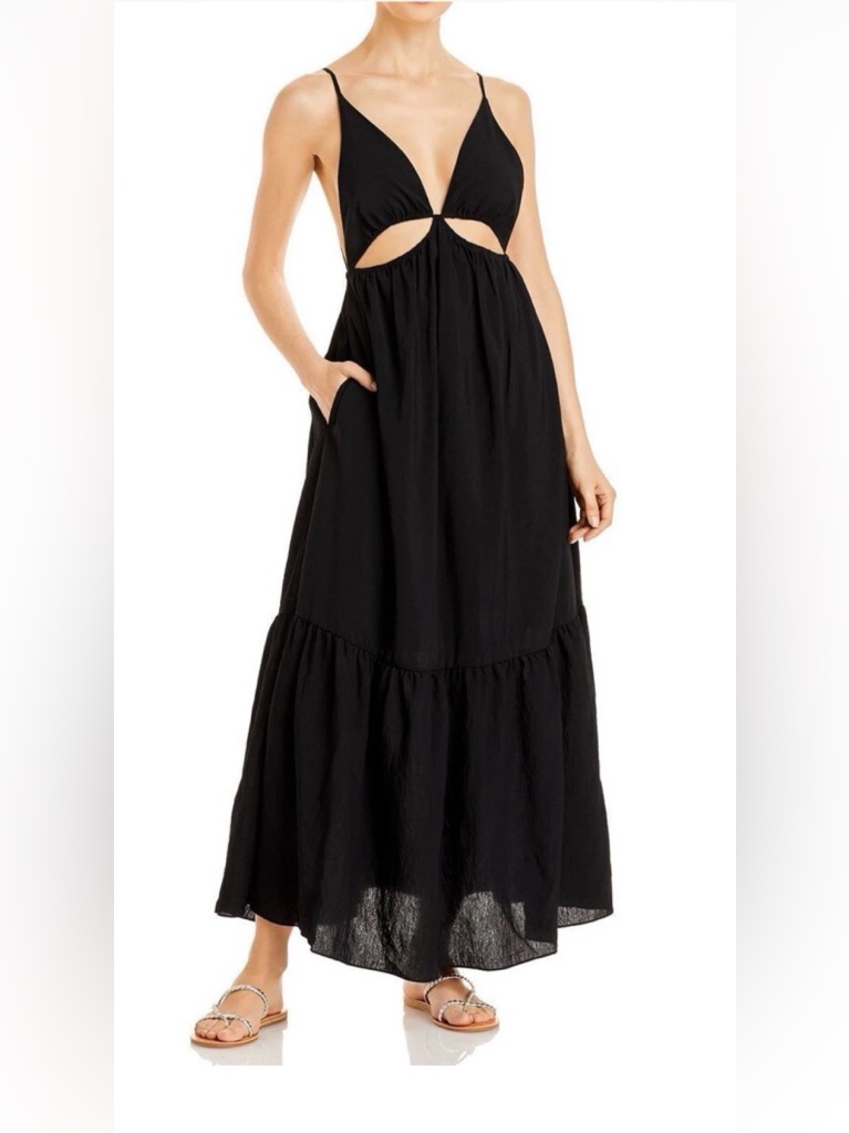 Abercrombie & Fitch Black Cutout Tiered Maxi Dress Flowy Babydoll Nwt Sp
